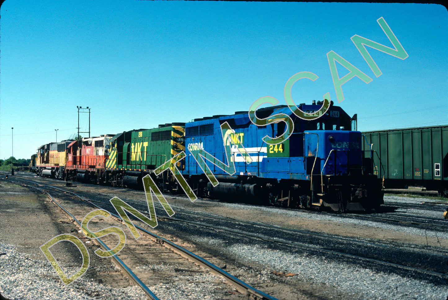 Original Kodachrome Slide, MKT-Conrail GP40 244 at Parson engine house, Parsons, KS.