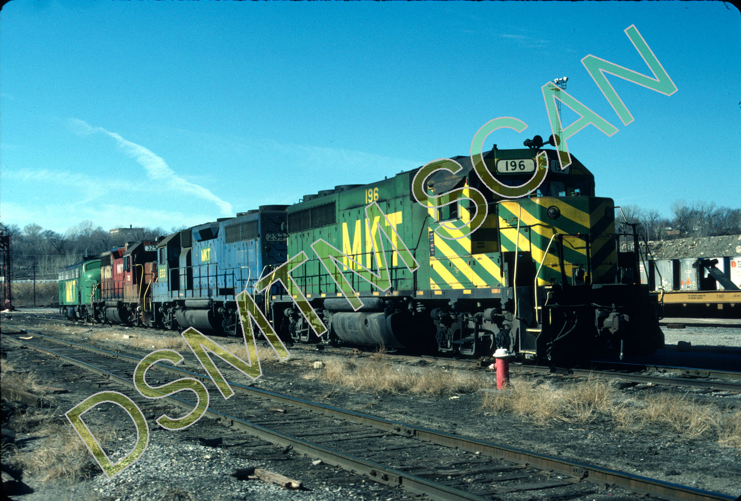 Original Kodachrome Slide, MKT GP40 196 plus others at Glen Park Yard, Kansas City, KS.