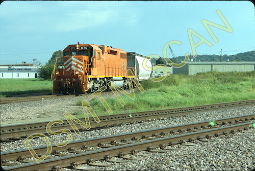Original Kodachrome Slide, EJ&E SD38 675 with local train at Council Bluff, IA 5/12