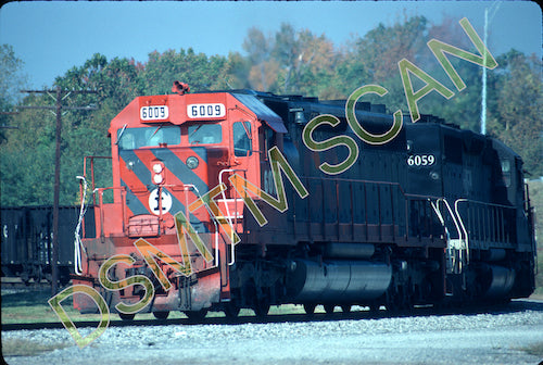 Original Kodachrome Slide, Illinois Central Gulf SD40-2 6009 leads a coal train at Paducah, KY 10/15/89