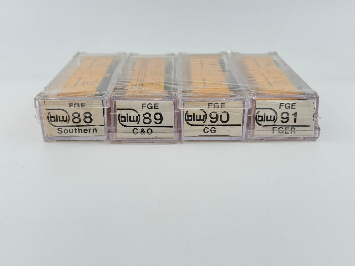 Atlas-Brooklyn Locomotive Works N scale Fruit Growers Express (FGE) 50' box cars, 4-pack, SOU, C&O, CG, FGMR reporting marks, preowned, new in box, factory sealed