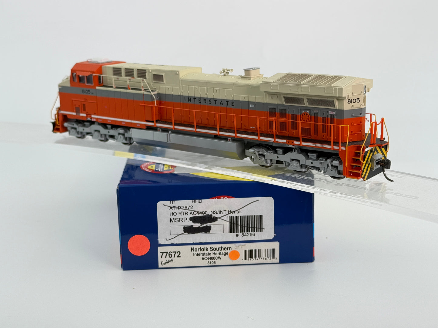 Athearn Ready to Run HO Scale Norfolk Southern/Interstate Heritage AC4400CW 8105, Kadee couplers installed, pre-owned, DC, DCC ready