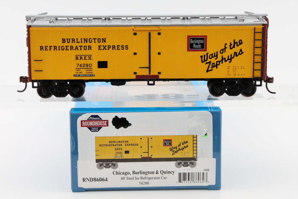 Athearn-Roundhouse Chicago Burlington and Quincy (CBQ) 40' steel Ice Refrigerator Car, 74280, RND86064