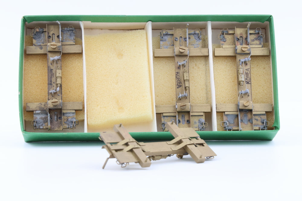 Far East Distributors, Brass, Russel Manufacturing Company 20' Log Car frames, 4 total frames, w/o trucks