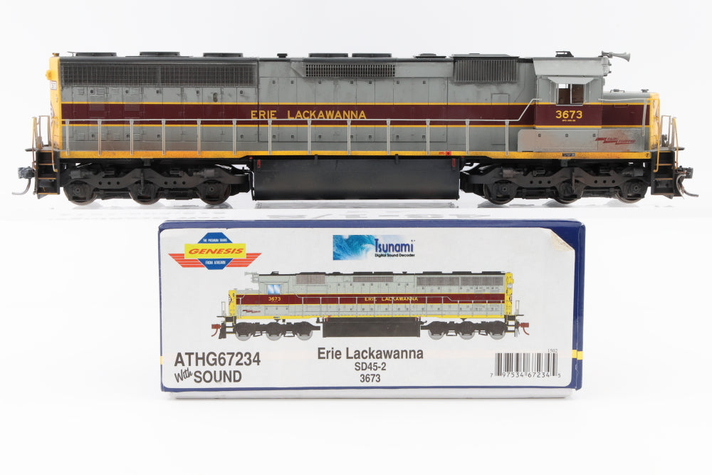 Athearn Genesis Erie Lackawanna SD45-2 3673, DCC with Sound, ATH67234, Weathered, Pre-owned, used