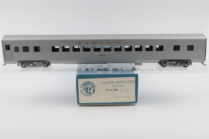 Lambert Associates, HO scale, Brass, Santa Fe Coach #2911, body mounted Kadee couplers, metal wheels, Original box, pre-owned, 841,