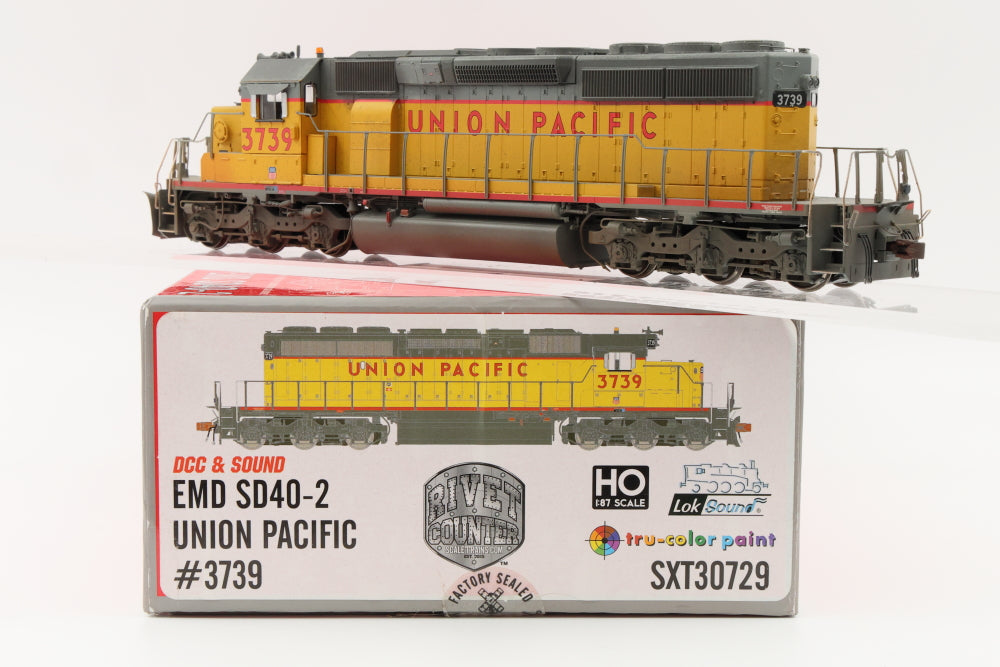 Scale Trains, Rivet Counter, HO scale, Union Pacific (UP) SD40-2 3739 DCC with sound, SXT30729, Weathered, preowned
