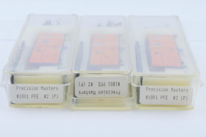 Precision Masters, N scale, Pacific Fruit Express (PFE) 3-pack 40' Steel side Reefers kits, #1801-#2