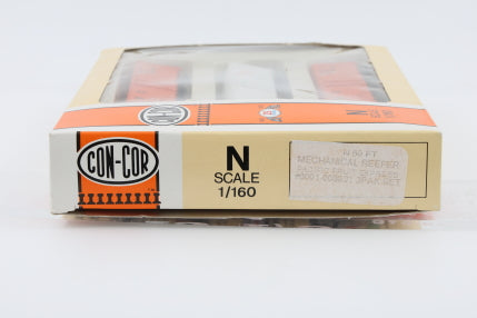 Con-Cor N scale Southern Pacific SPFE 50ft Reefer 3 pack, Rapido style couplers, #001 008931, NIB, pre-owned