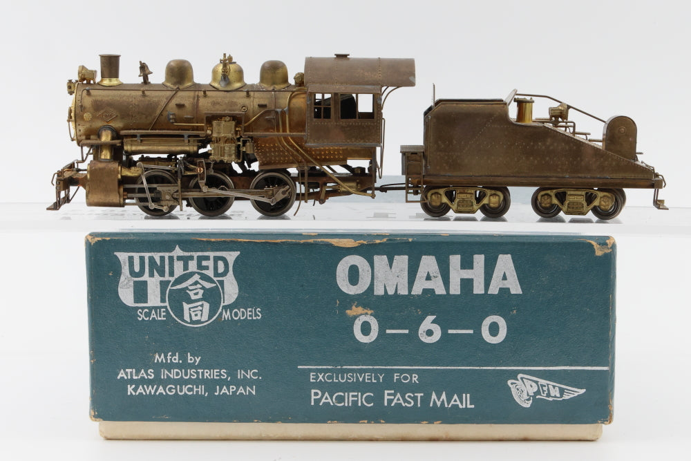 United Scale Model HO scale Brass Omaha 0-6-0 , DC Loco, Original box, Exclusively for Pacific Fast Mail.