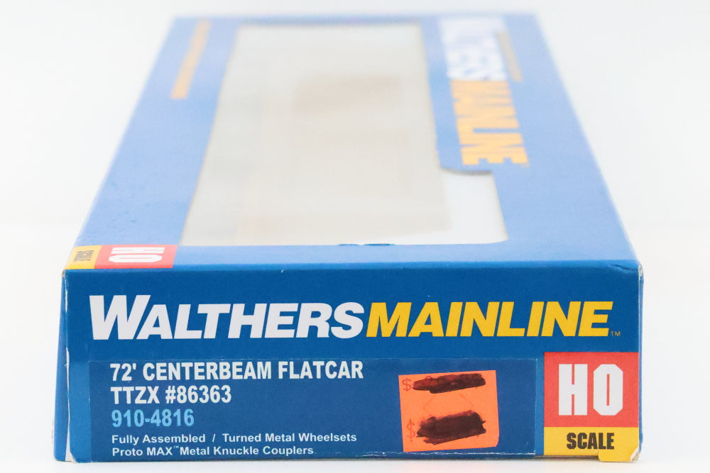 Walthers Mainline, HO scale, 72' Centerbeam Flatcar TTZX 86363, 910-4816, pre-owned