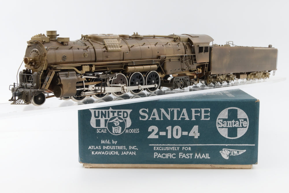 United Scale Model HO scale Brass Santa Fe 2-10-4 exclusively for Pacific Fast mail. DC Loco. Original box.