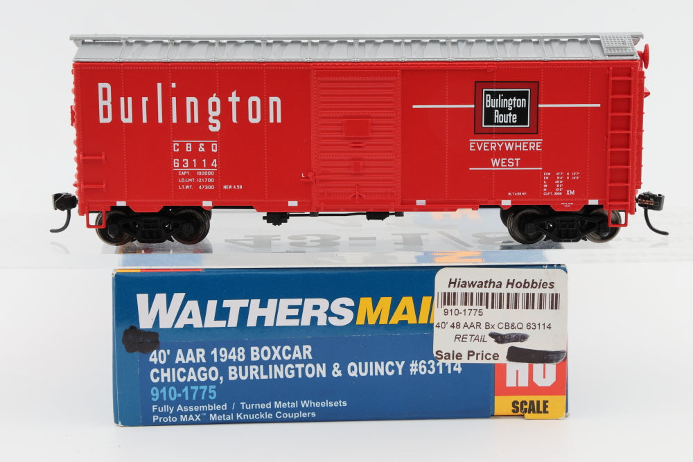 Walthers Mainline, HO Scale, Chicago Burlington and Quincy (CBQ) 40' AAR 1948 Box Car, 63114, 910-1775