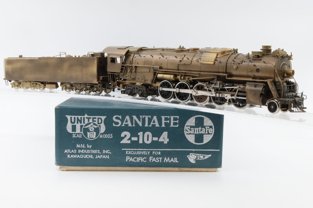 United Scale Model HO scale Brass Santa Fe 2-10-4 exclusively for Pacific Fast mail. DC Loco. Original box.