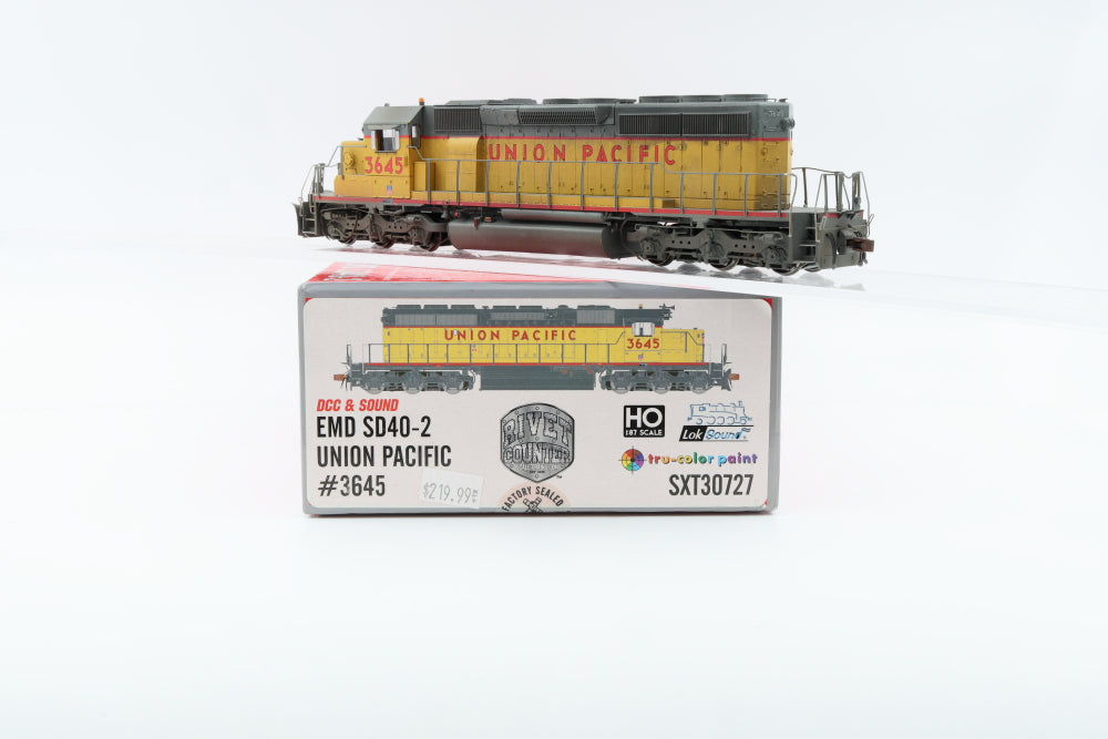 Scale Trains, Rivet Counter, HO scale, Union Pacific (UP) SD40-2 3645 DCC with sound, SXT30727, Weathered, preowned, missing horn