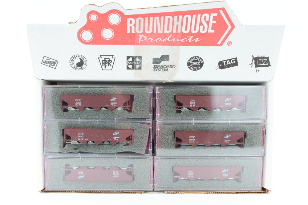 MDC-Roundhouse N scale 12 Car set-kits Chicago and Northwestern (CNW) 3-bay hopper cars kits, 12 different numbers, pre-owned, NIB