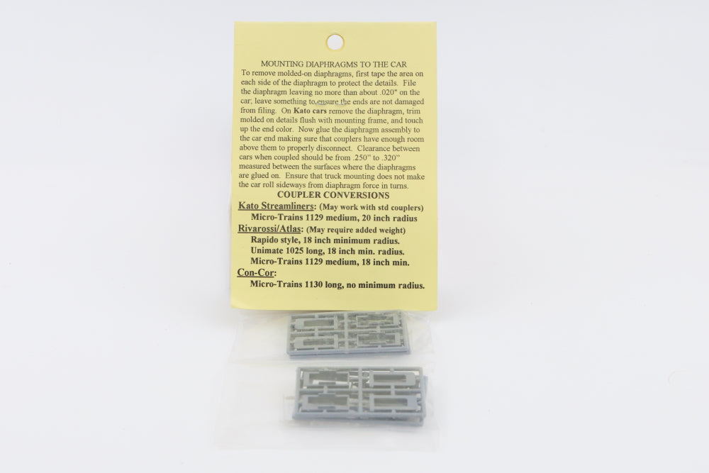 American Limited, N scale Operating Diaphrams, 6-car set Streamlined passenger cars, #8506, for Kato, Rivarossi, Atlas, and Con Cor cars