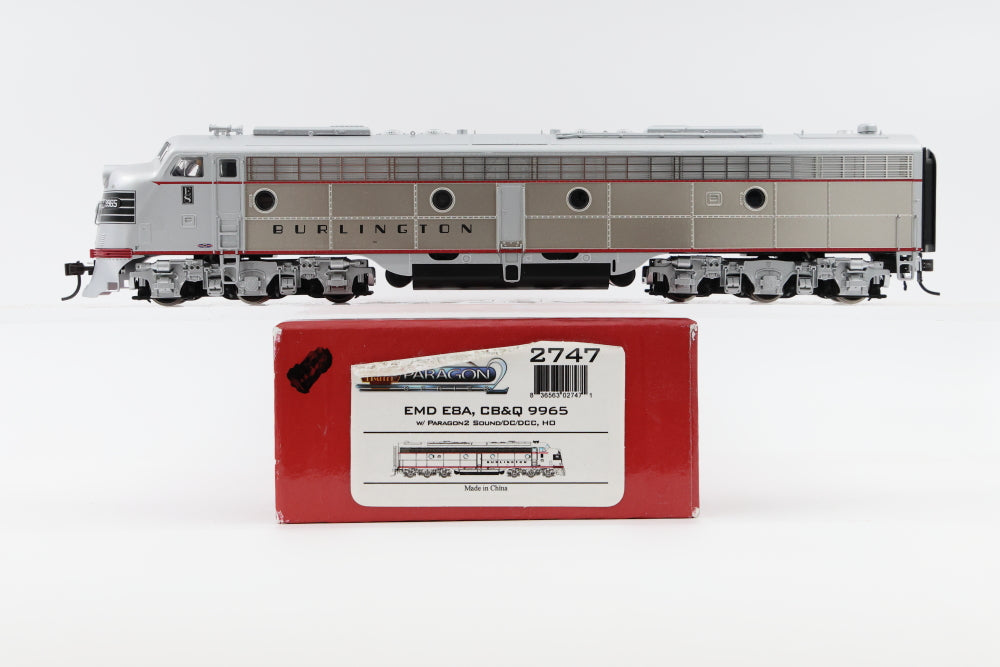 Broadway Limited, BLI, EMD E8A Chicago Burlington and Quincy, CB&Q 9965, w/Paragon Sound DC/DCC, pre- owned, believed to be new in box, 2747