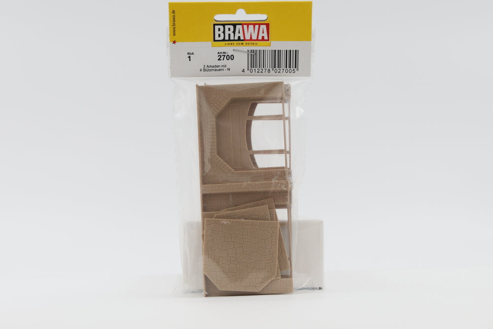 Brawa N scale Enclosed Stone Arch Wall # 186-2700