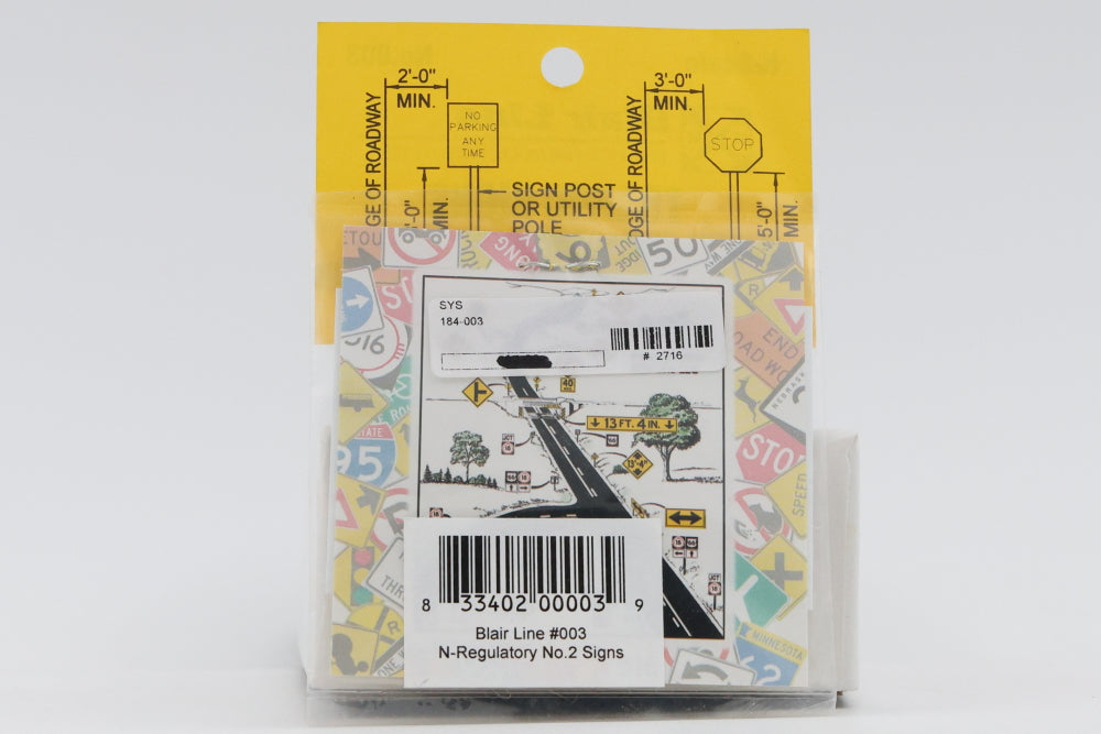 Blair Line, N scale, Traffic Sign, printed on plastic for easy assembly, included scale posts, Kit, No. 003