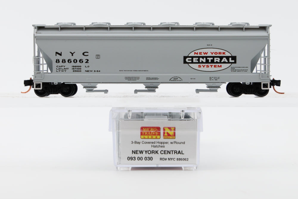 Micro Trains Line New York Central, 3-Bay Covered Hopper w/Round Hatches, #886062, 093 00 030