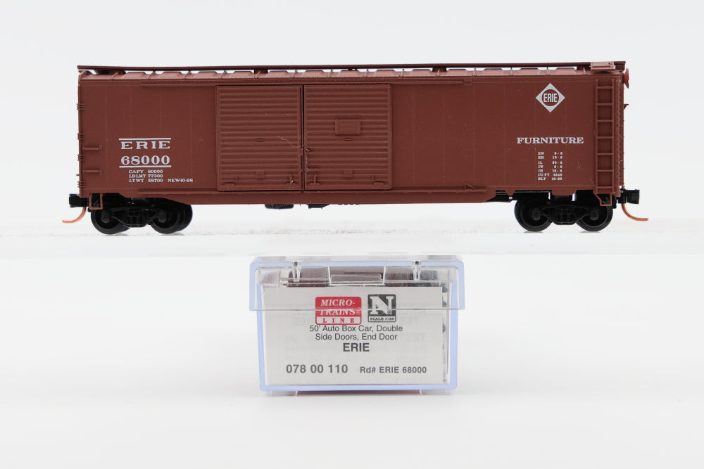 Micro Trains Line Erie, 50ft Auto Box Car Double Side Doors, End Door #68000, 078 00 110