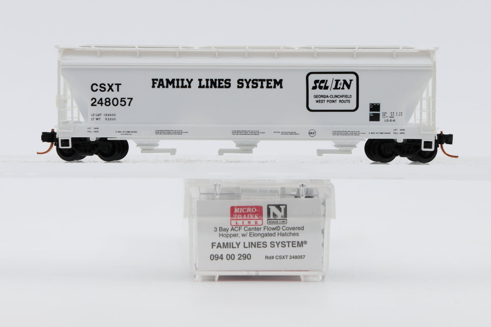 Micro Trains Line Family Lines System, 3-Bay ACF Center Flow, Covered Hopper w/Elongated Hatches, #CSXT 248057, 094 00 290