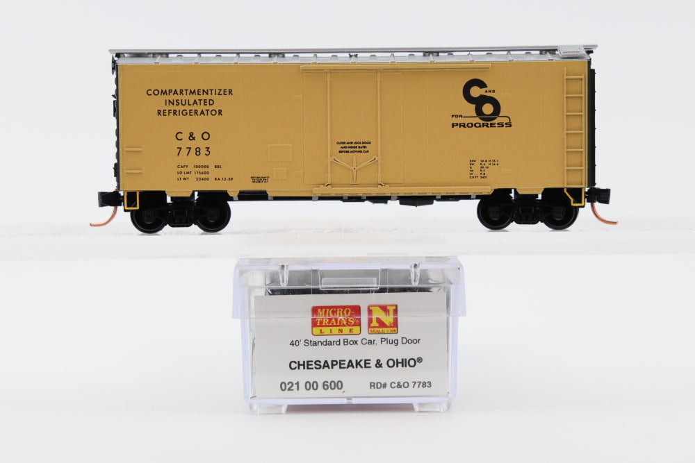 Micro Trains Line Chesapeake and Ohio 40' Standard Box Car, Plug Door Box car, #7783, 021 00 600