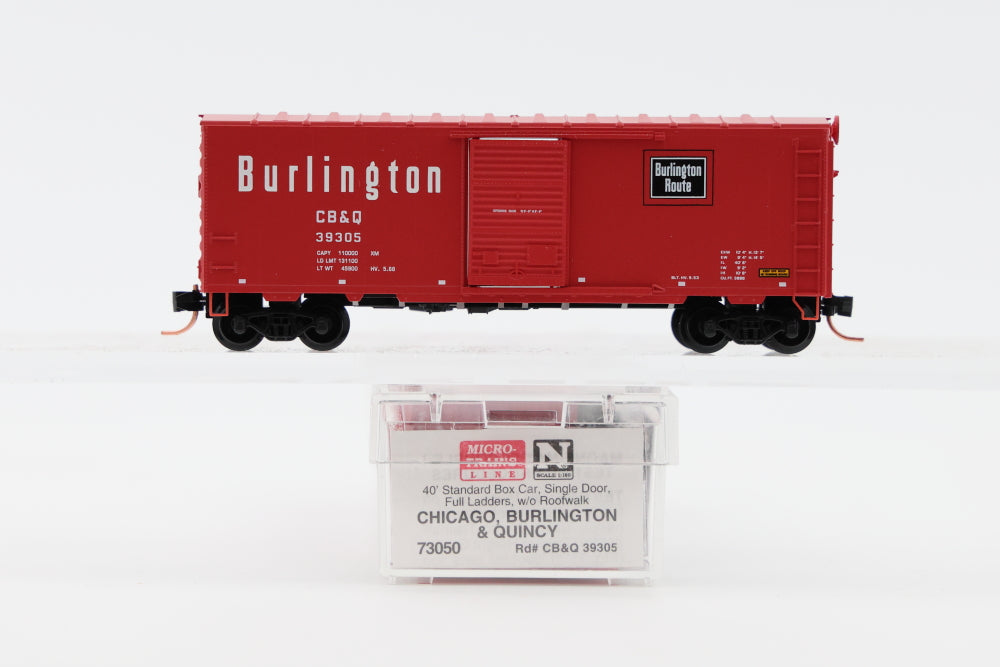 Micro Trains Line Chicago, Burlington and Quincy CBQ, 40' Standard Box Car, Single Door, full ladders, w/o roof walk, #39305, 73050