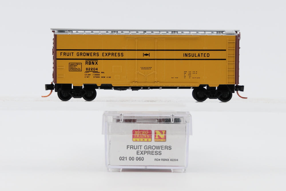 Micro Trains Line Fruit Growers Express 40' Steel Plug Door Box car, #RBNX 82204, 021 00 060