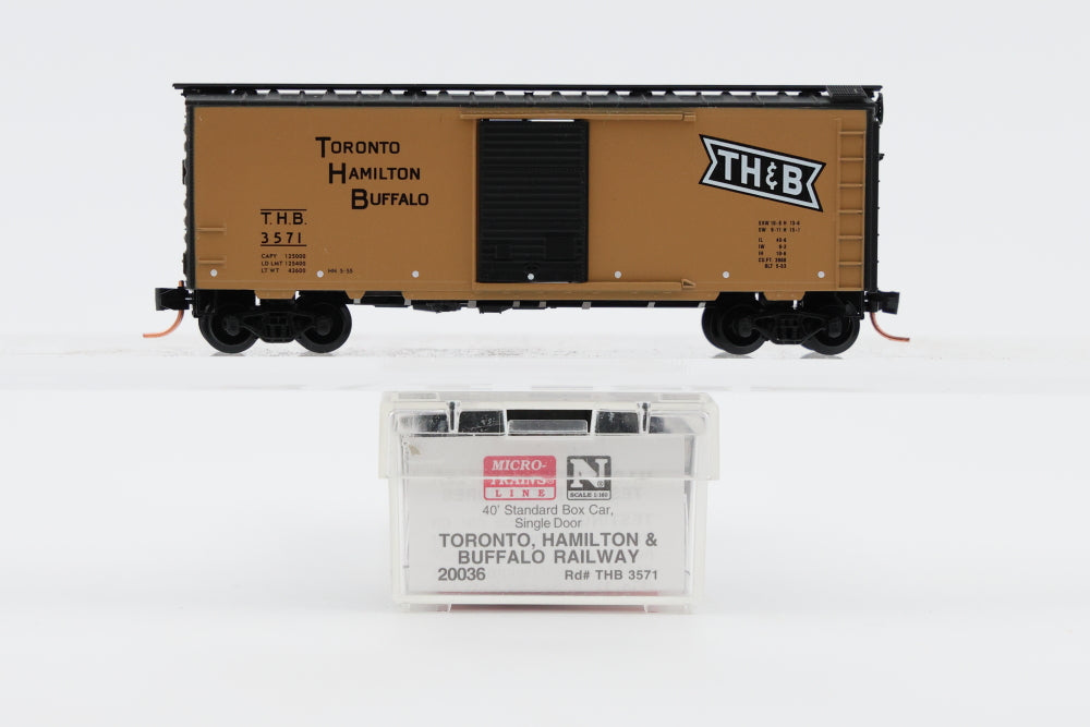 Micro Trains Line Toronto, Hamilton, and Buffalo, THB, 40' Standard Box Car, Single Door, #3571, 20036