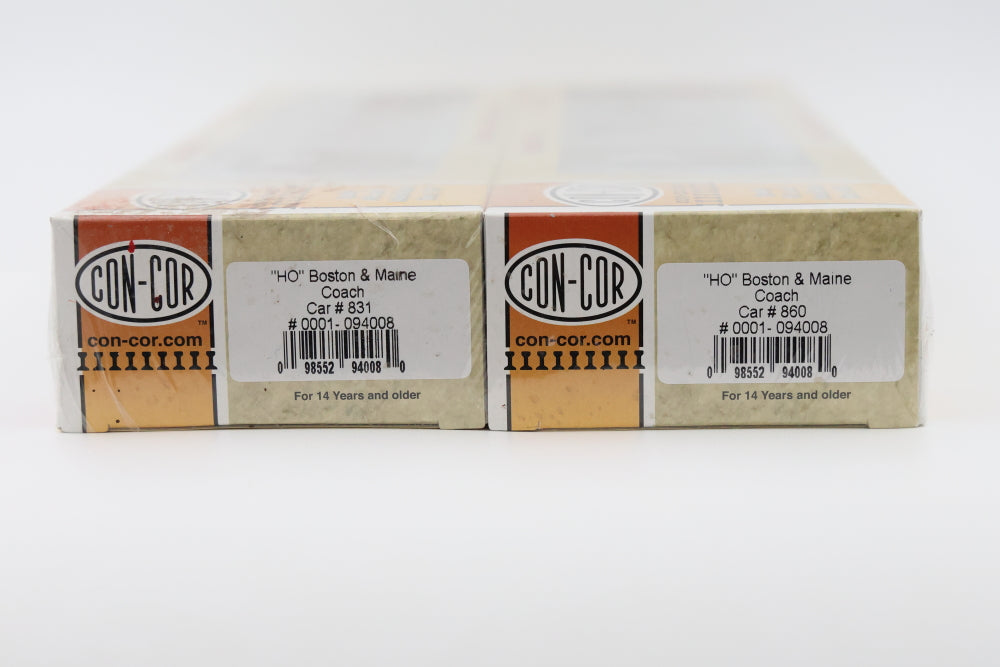 Con-Cor HO scale Boston and Maine Railroad 2 pack, factory sealed, coaches, #831-860, #0001-94008