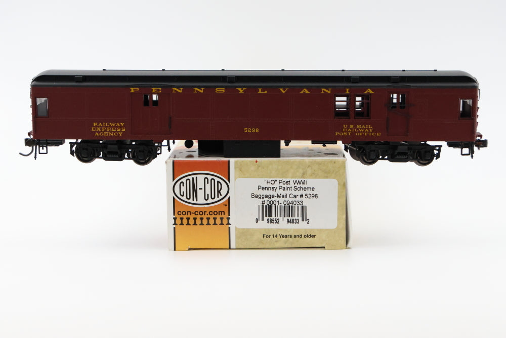 Con-Cor HO scale Pennsylvania Railroad Post War Scheme, Baggage-Mail car #5298, Original box, #0001-094033