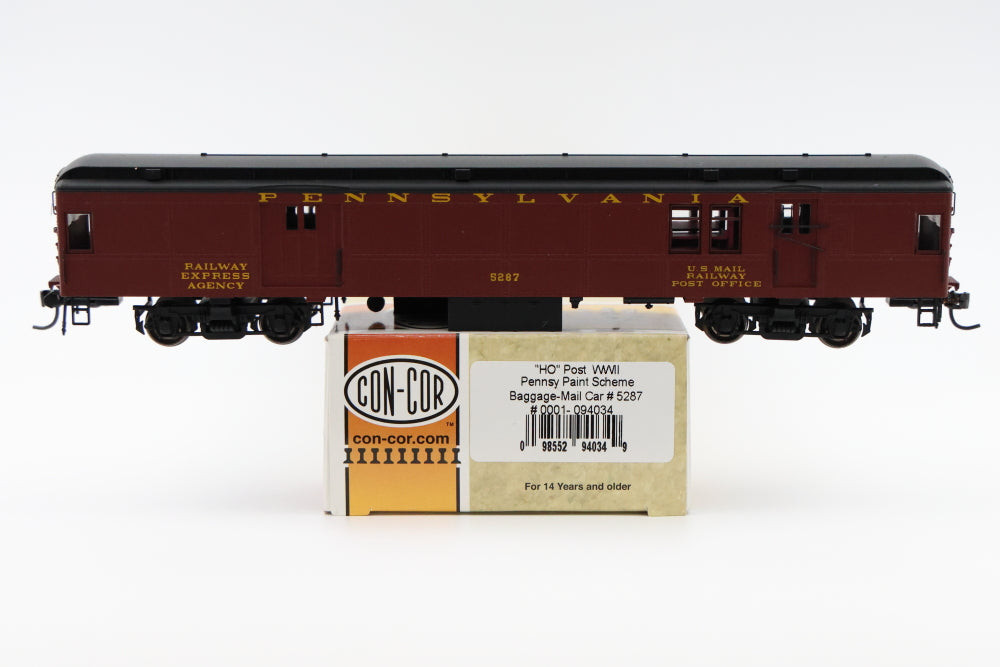 Con-Cor HO scale Pennsylvania Railroad Post War Scheme, Baggage-Mail car #5287, Original box, #0001-094034