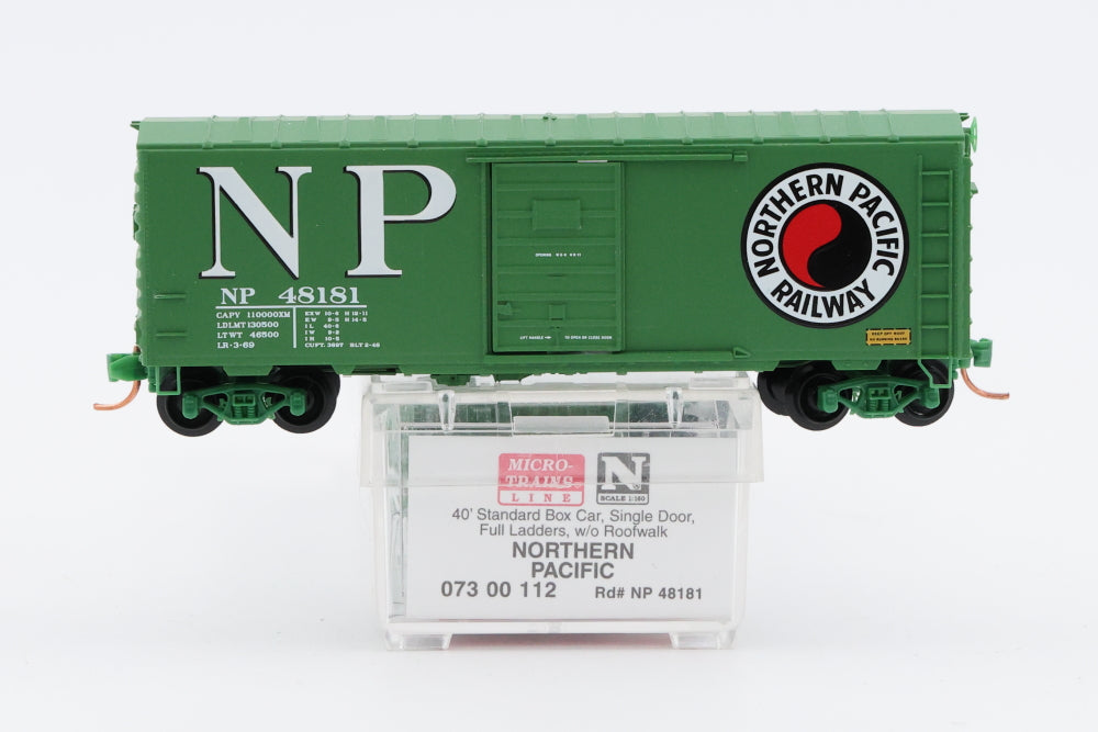 Micro Trains Line Northern Pacific 40ft Standard Box car, Single door, Full Ladders w/o roof walk, #48181, 073 00 112