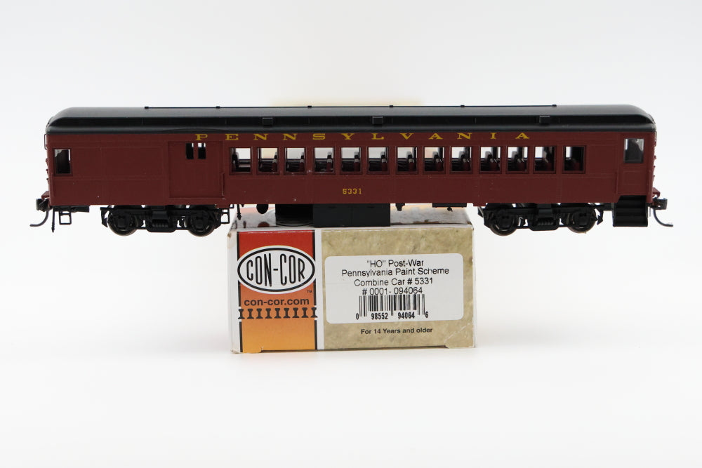 Con-Cor HO scale Pennsylvania Railroad Post War Scheme Combine Passenger car #5331, Original box, #0001-094064