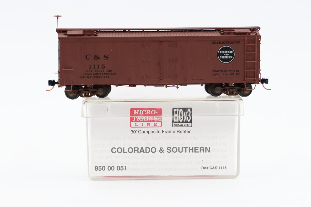 Micro-Trains Line HOn3 Colorado and Southern 30' Composite Frame reefer #1115, 850 00 051