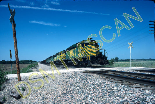 Original Kodachrome Slide, MKT SD40-2 631 leads a southbound Coal load waiting for the signal at Bonita, KS on BN trackage rights.