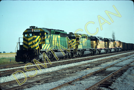 Original Kodachrome Slide, MKT SD40-2 606 with southbound coal train at Pryor, OK.
