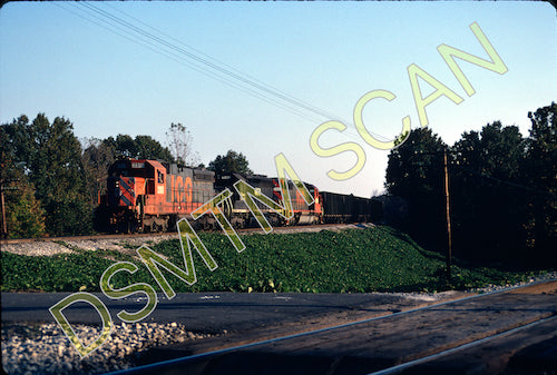 Original Kodachrome Slide, Illinois Central Gulf SD20 2011 lead coal train near Paducah, KY 10/15/89