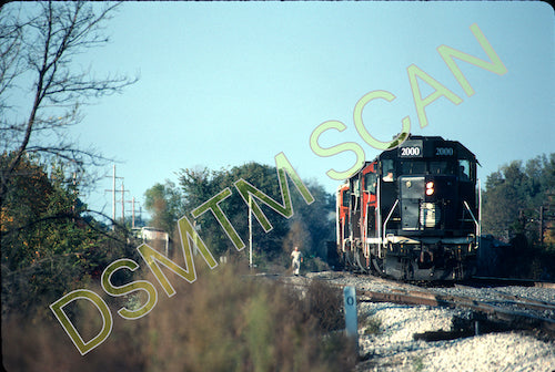 Original Kodachrome Slide, Illinois Central SD20 2000 lead freight near Paducah, KY 10/15/89