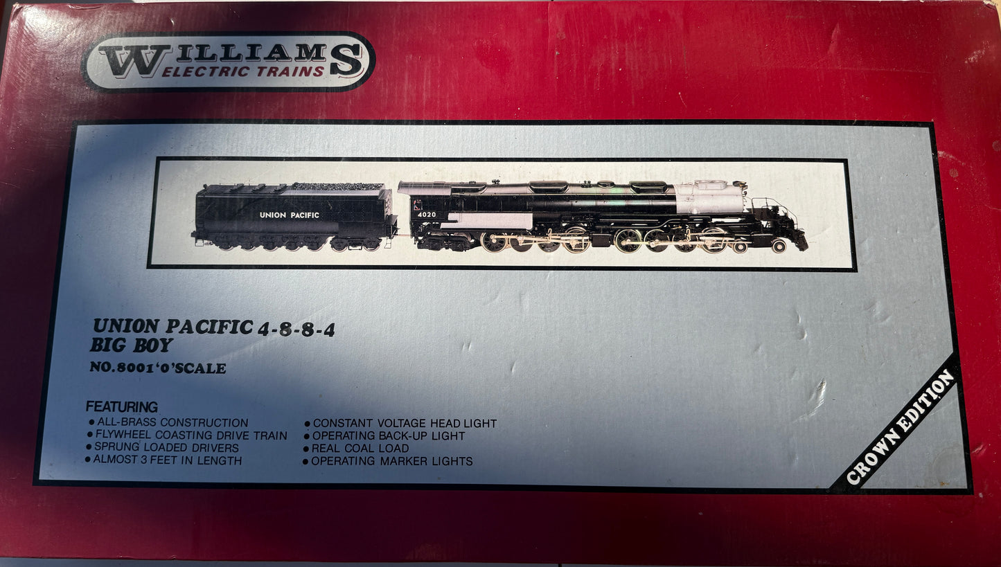 O Scale Williams Electric Trains, Union Pacific, 4-8-8-4, Big Boy, 4020, #8001, Crown Edition,All brass construction, Used, original box,