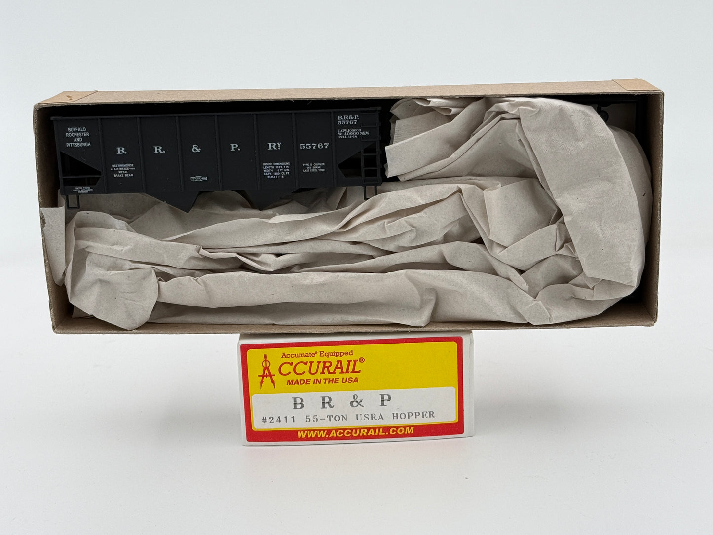 Accurail Buffalo, Rochester, and Pittsburgh(BR&P)55 ton USRA Hopper car kit, #2411, NIB, pre-owned