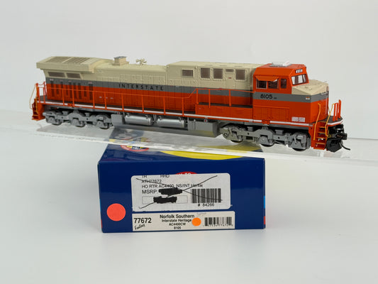 Athearn Ready to Run HO Scale Norfolk Southern/Interstate Heritage AC4400CW 8105, Kadee couplers installed, pre-owned, DC, DCC ready
