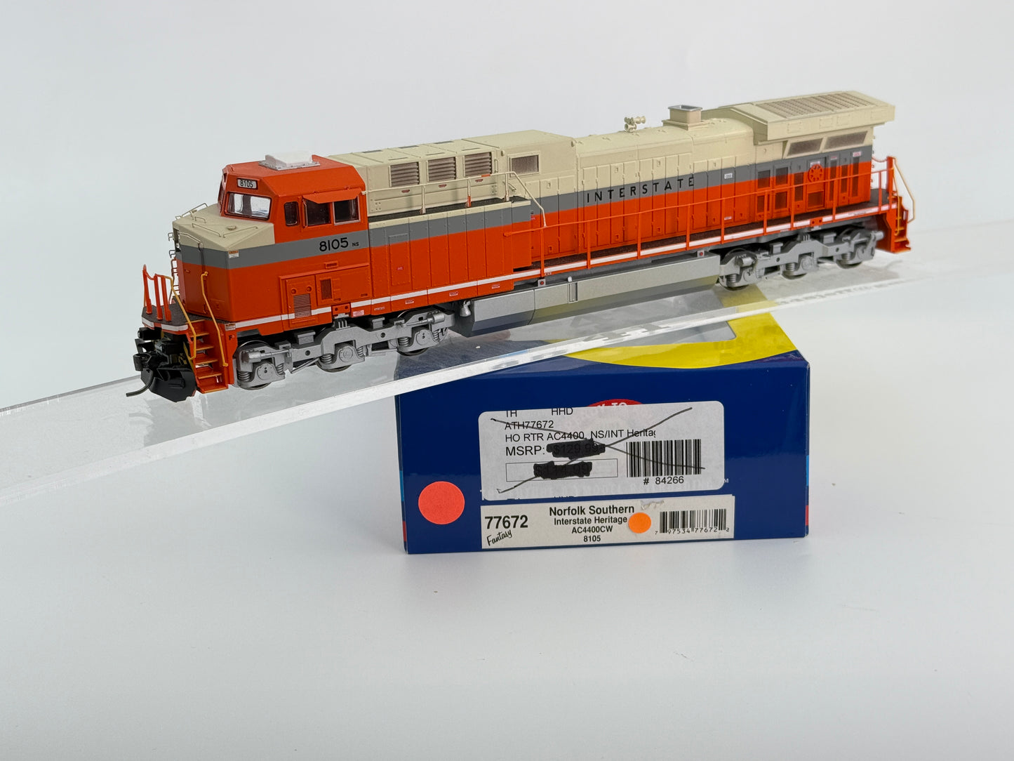 Athearn Ready to Run HO Scale Norfolk Southern/Interstate Heritage AC4400CW 8105, Kadee couplers installed, pre-owned, DC, DCC ready