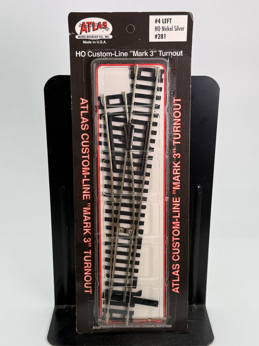 Atlas Custom Line, Mark 3, HO scale #4 Left hand turnout (switch) code 100, NIB, pre-owned