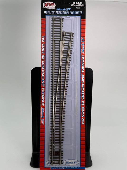 Atlas Custom Line, Mark IV HO scale #8 Right hand turnout (switch) code 83, NIB, pre-owned, #566