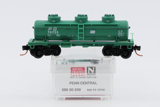 Micro Trains Line Penn Central ACF 3 -Dome Tank Car, #70755, 066 00 040