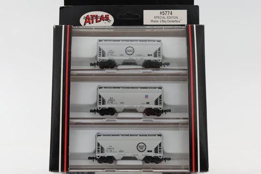 Atlas N scale MoPac ACF 2 bay covered hopper, 3 pack set, Special Edition, #5774