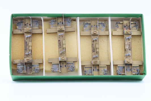 Far East Distributors, Brass, Russel Manufacturing Company 20' Log Car frames, 4 total frames, w/o trucks